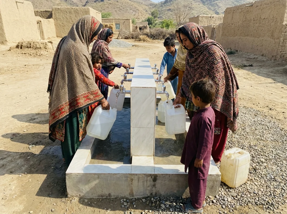 Women collecting water from a Skylark community tap system